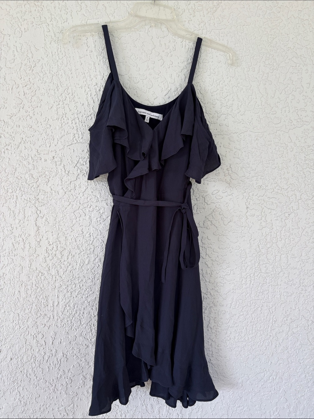 cupcakes & cashmere Navy Ruffle Wrap Dress size 0